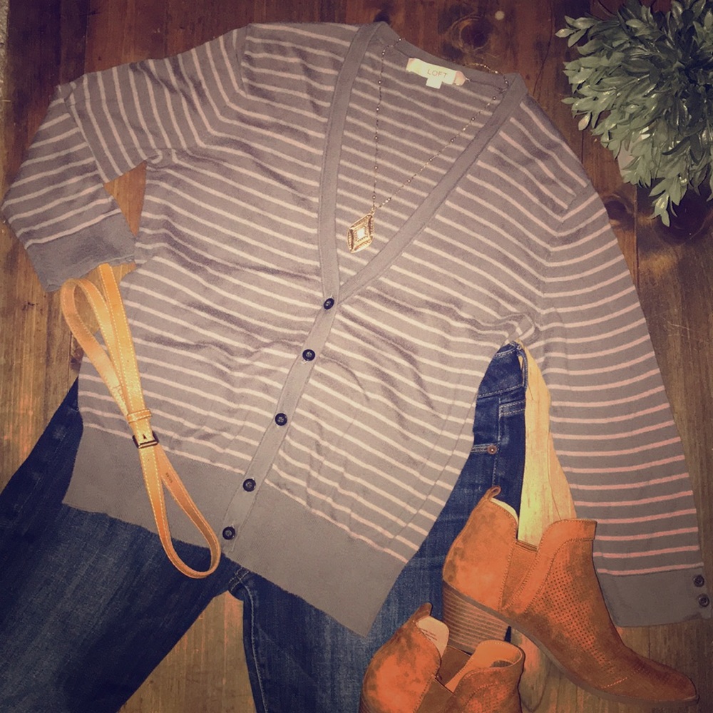 Loft Striped Cardigan